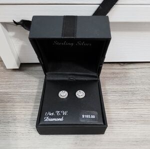 Sterling Silver 1/4ct. T. W. Diamond Stud Earrings